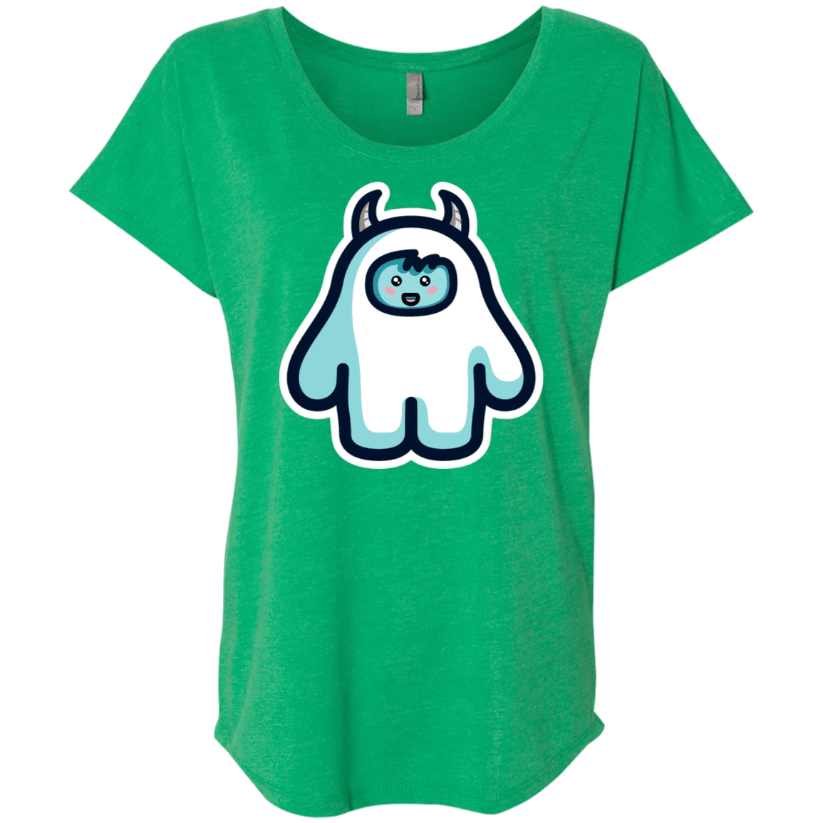 T-Shirts Envy / X-Small Kawaii Cute Yeti Triblend Dolman Sleeve