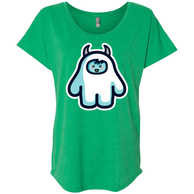 T-Shirts Envy / X-Small Kawaii Cute Yeti Triblend Dolman Sleeve