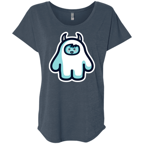 T-Shirts Indigo / X-Small Kawaii Cute Yeti Triblend Dolman Sleeve