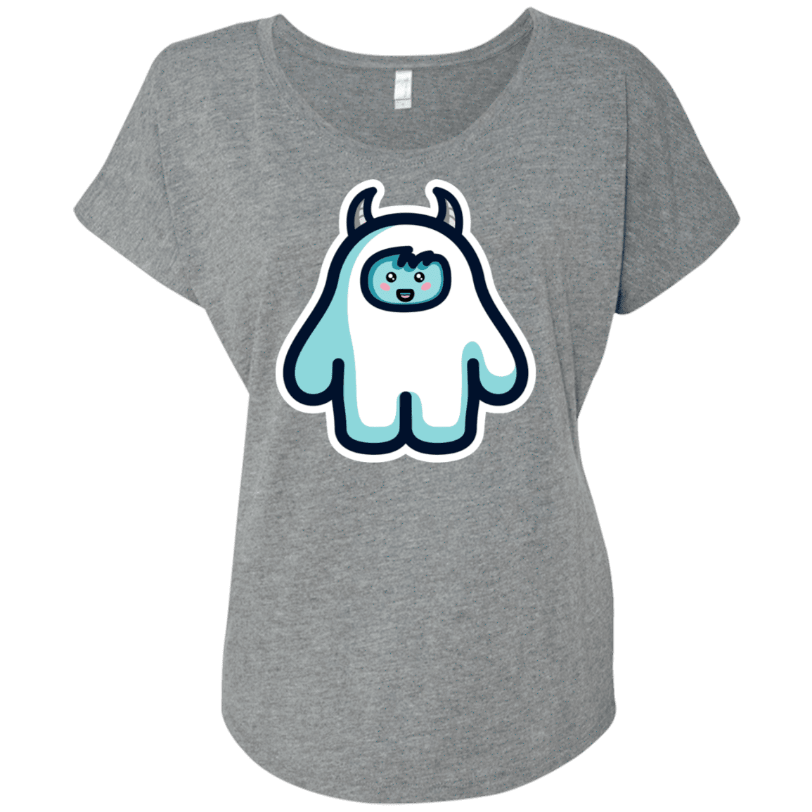 T-Shirts Premium Heather / X-Small Kawaii Cute Yeti Triblend Dolman Sleeve