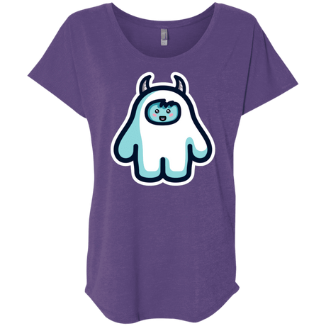 T-Shirts Purple Rush / X-Small Kawaii Cute Yeti Triblend Dolman Sleeve