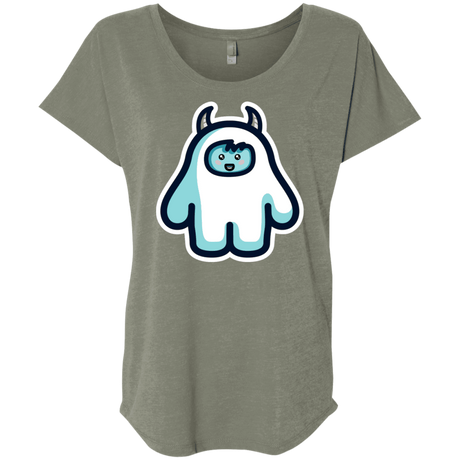 T-Shirts Venetian Grey / X-Small Kawaii Cute Yeti Triblend Dolman Sleeve