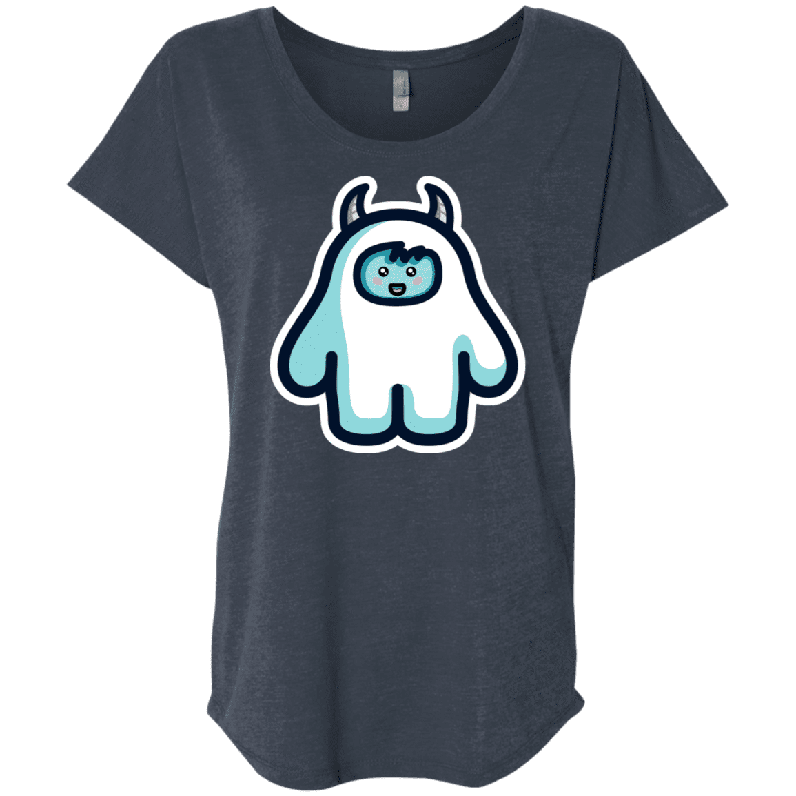 T-Shirts Vintage Navy / X-Small Kawaii Cute Yeti Triblend Dolman Sleeve
