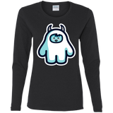 T-Shirts Black / S Kawaii Cute Yeti Women's Long Sleeve T-Shirt