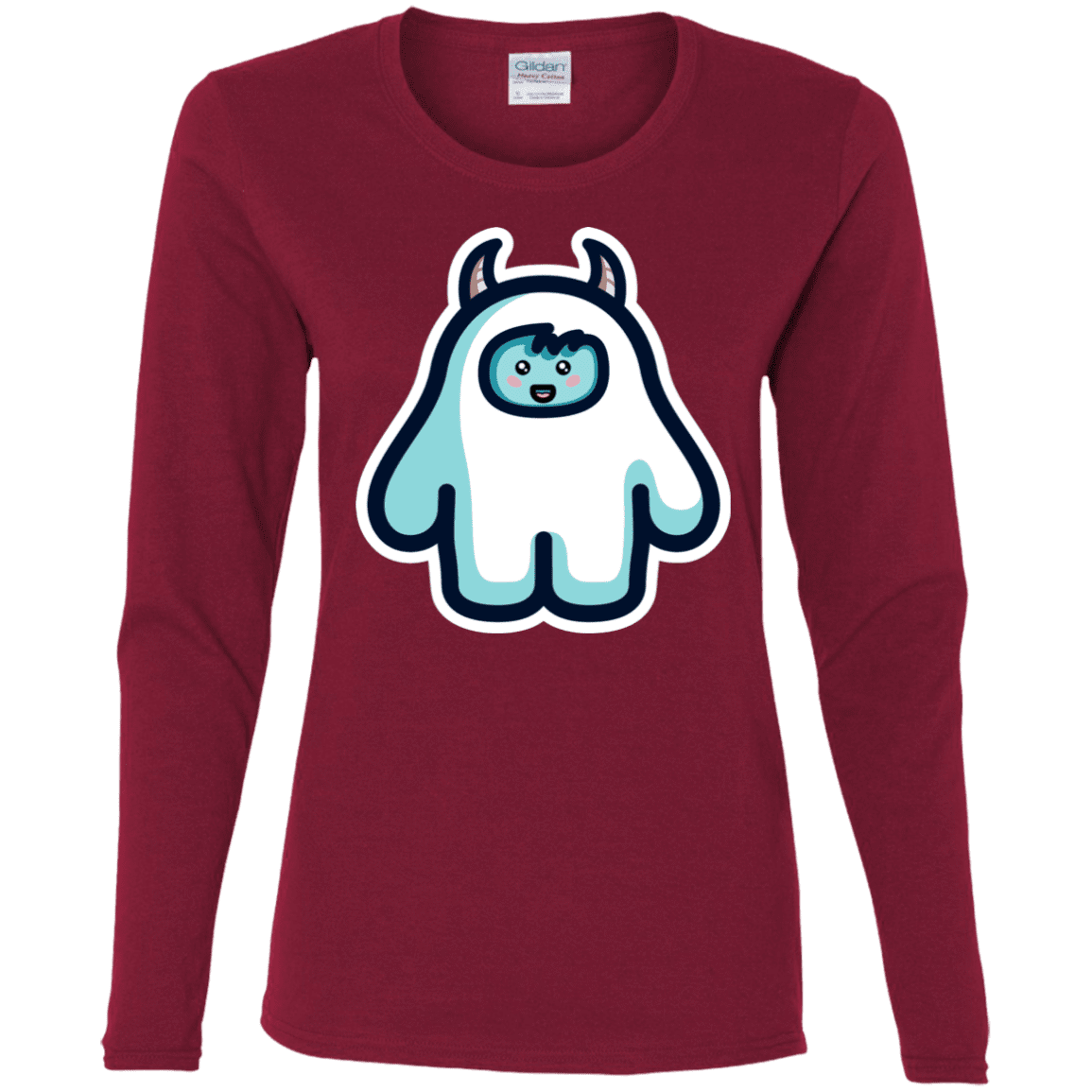 T-Shirts Cardinal / S Kawaii Cute Yeti Women's Long Sleeve T-Shirt