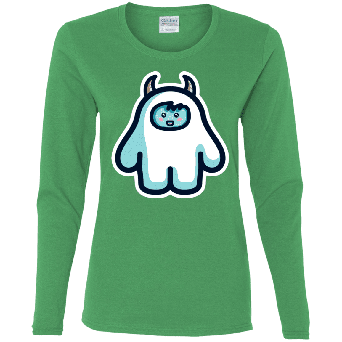 T-Shirts Irish Green / S Kawaii Cute Yeti Women's Long Sleeve T-Shirt