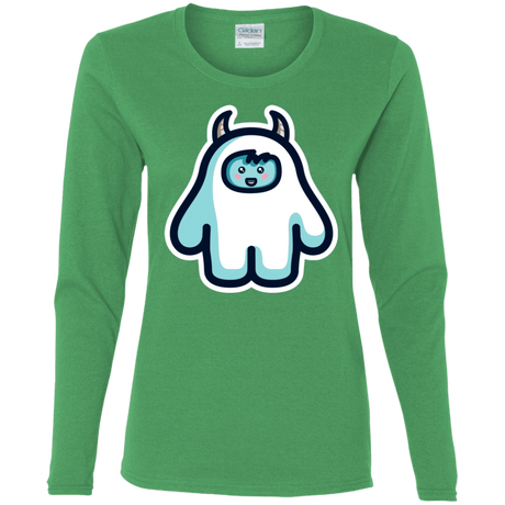 T-Shirts Irish Green / S Kawaii Cute Yeti Women's Long Sleeve T-Shirt