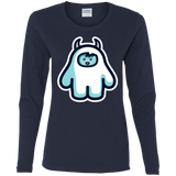 T-Shirts Navy / S Kawaii Cute Yeti Women's Long Sleeve T-Shirt