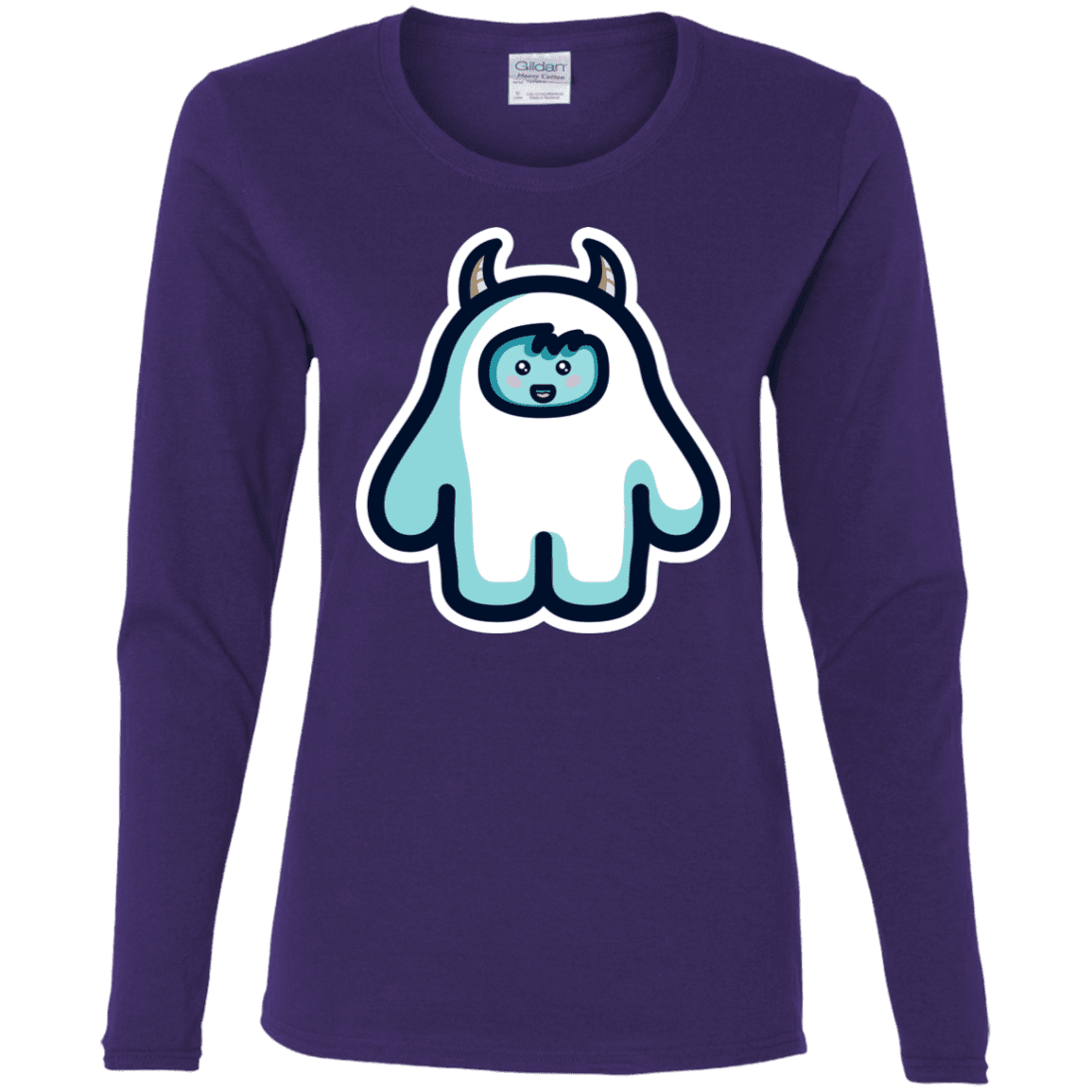 T-Shirts Purple / S Kawaii Cute Yeti Women's Long Sleeve T-Shirt