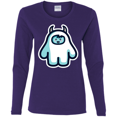 T-Shirts Purple / S Kawaii Cute Yeti Women's Long Sleeve T-Shirt