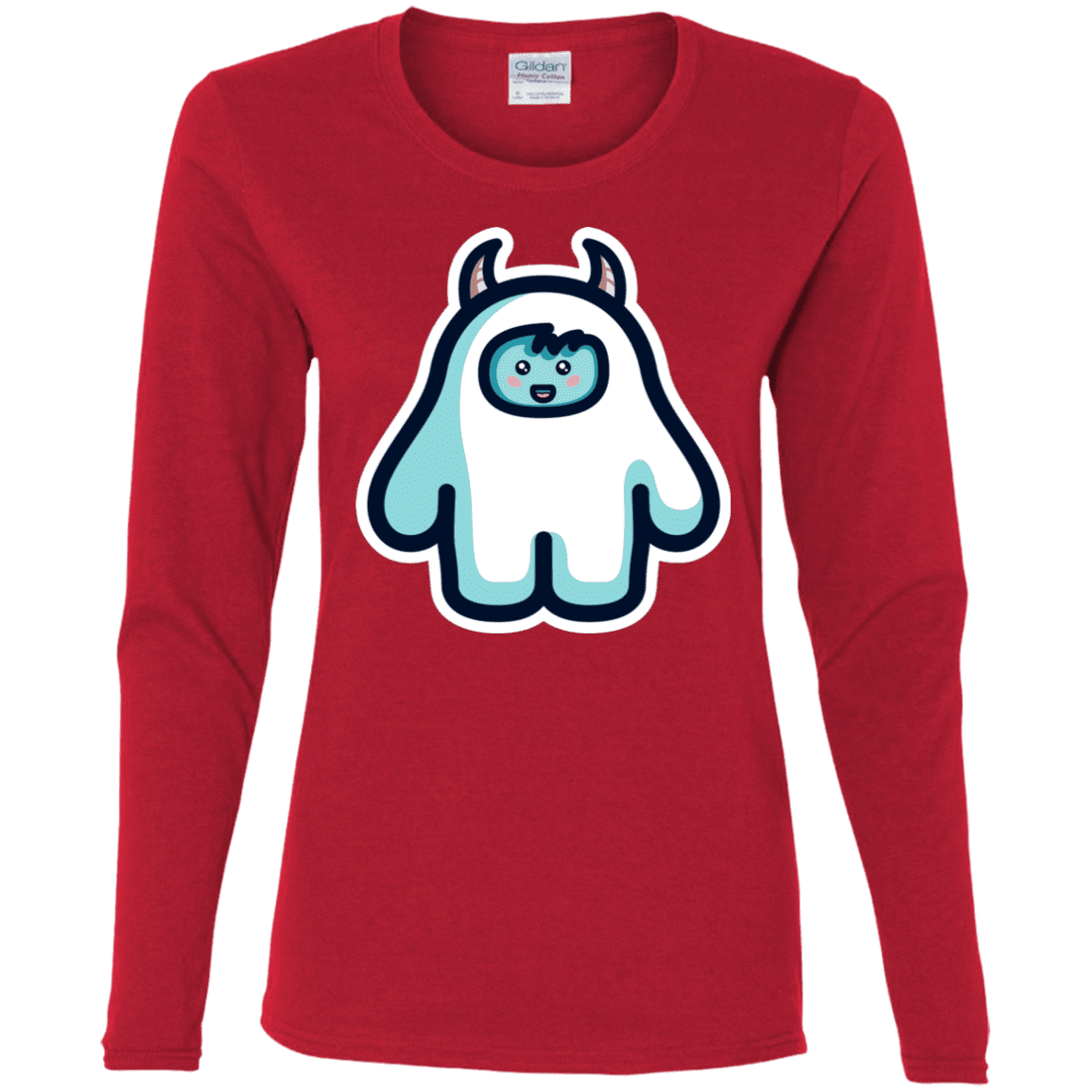 T-Shirts Red / S Kawaii Cute Yeti Women's Long Sleeve T-Shirt