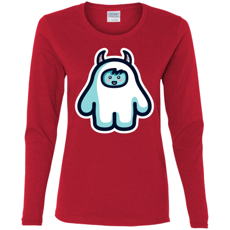 T-Shirts Red / S Kawaii Cute Yeti Women's Long Sleeve T-Shirt