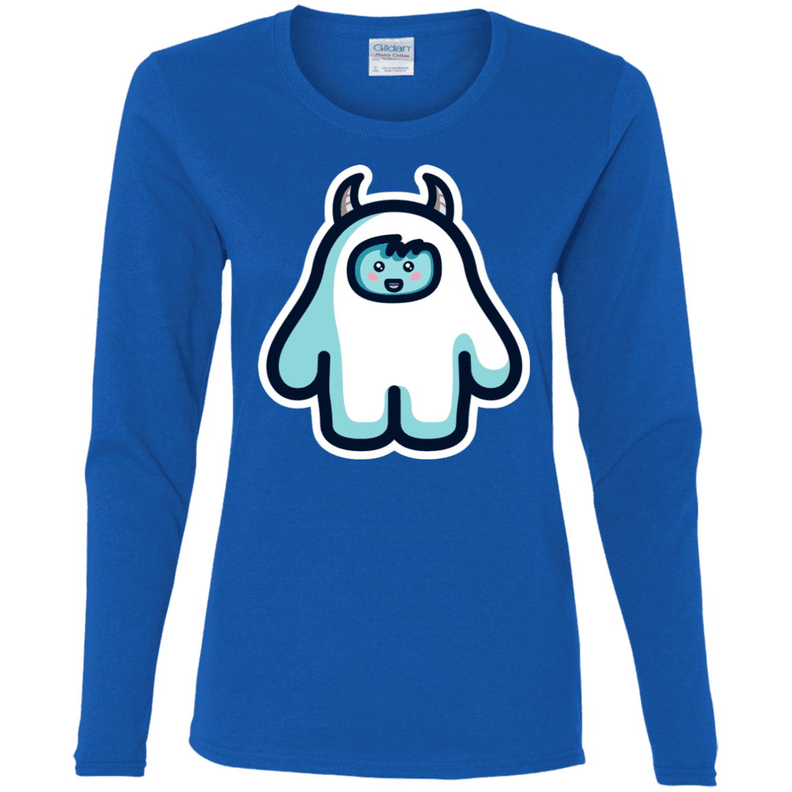 T-Shirts Royal / S Kawaii Cute Yeti Women's Long Sleeve T-Shirt