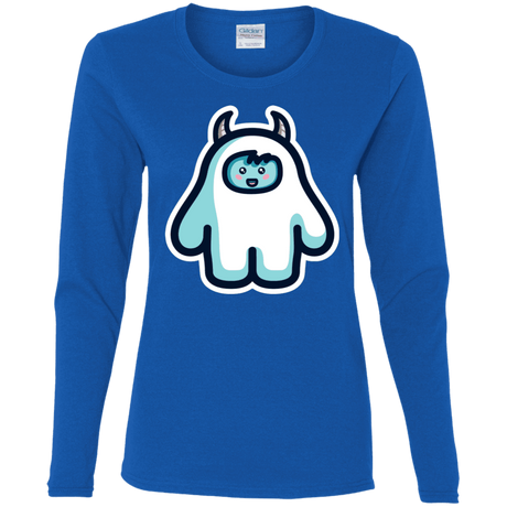 T-Shirts Royal / S Kawaii Cute Yeti Women's Long Sleeve T-Shirt