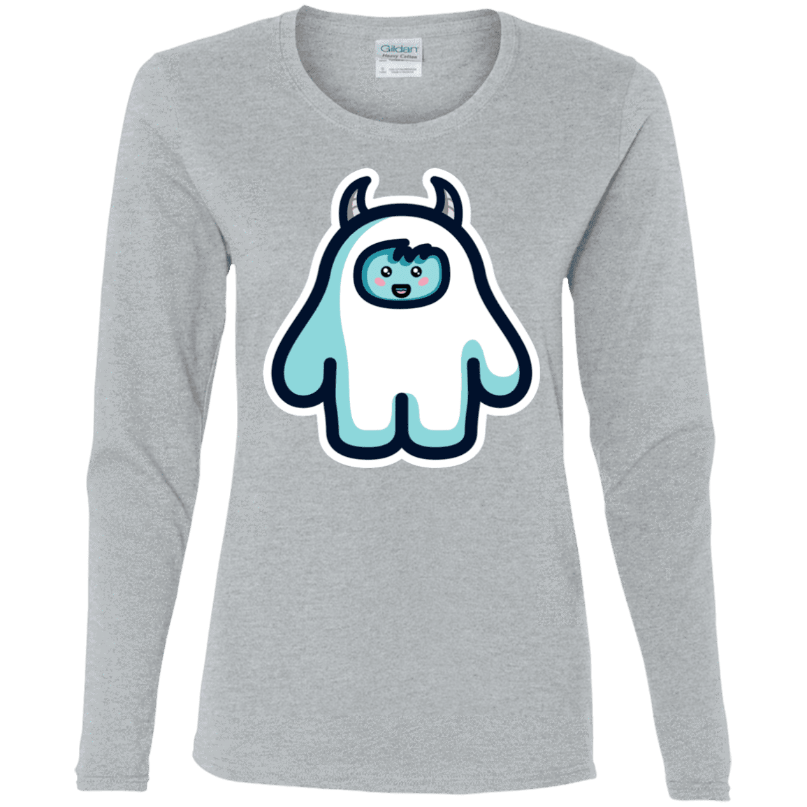 T-Shirts Sport Grey / S Kawaii Cute Yeti Women's Long Sleeve T-Shirt