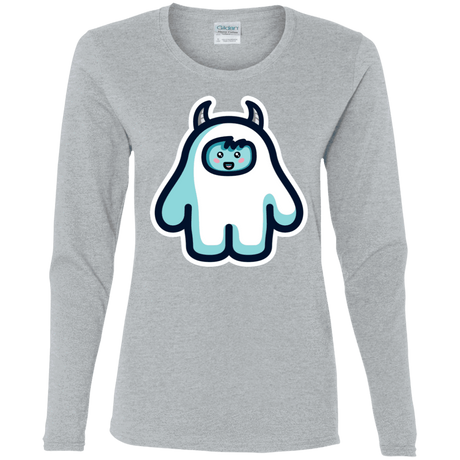 T-Shirts Sport Grey / S Kawaii Cute Yeti Women's Long Sleeve T-Shirt