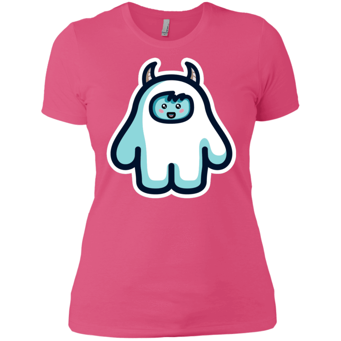 T-Shirts Hot Pink / X-Small Kawaii Cute Yeti Women's Premium T-Shirt