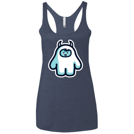 T-Shirts Vintage Navy / X-Small Kawaii Cute Yeti Women's Triblend Racerback Tank