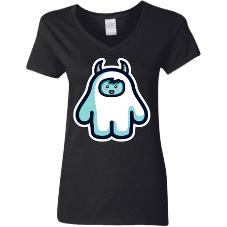 T-Shirts Black / S Kawaii Cute Yeti Women's V-Neck T-Shirt