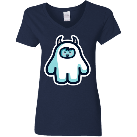 T-Shirts Navy / S Kawaii Cute Yeti Women's V-Neck T-Shirt