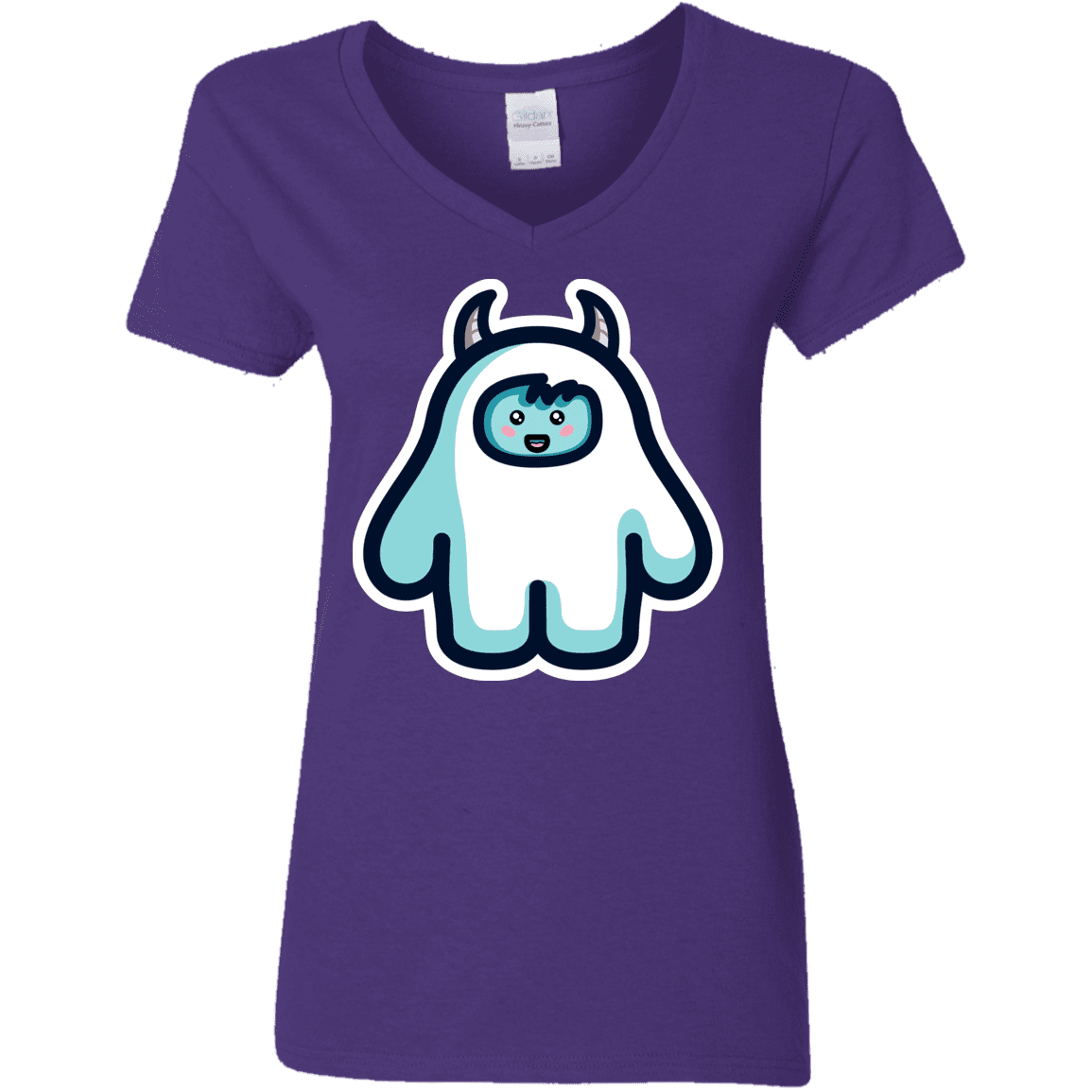 T-Shirts Purple / S Kawaii Cute Yeti Women's V-Neck T-Shirt