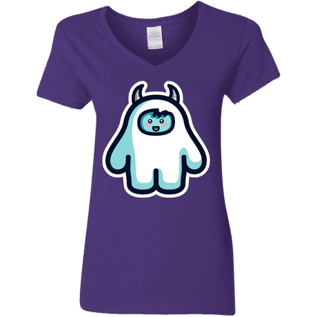 T-Shirts Purple / S Kawaii Cute Yeti Women's V-Neck T-Shirt