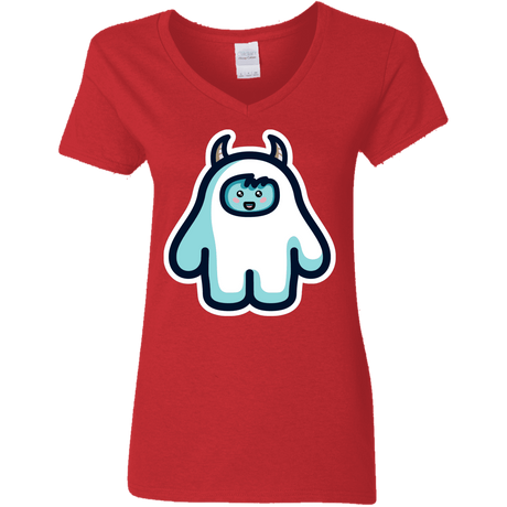 T-Shirts Red / S Kawaii Cute Yeti Women's V-Neck T-Shirt