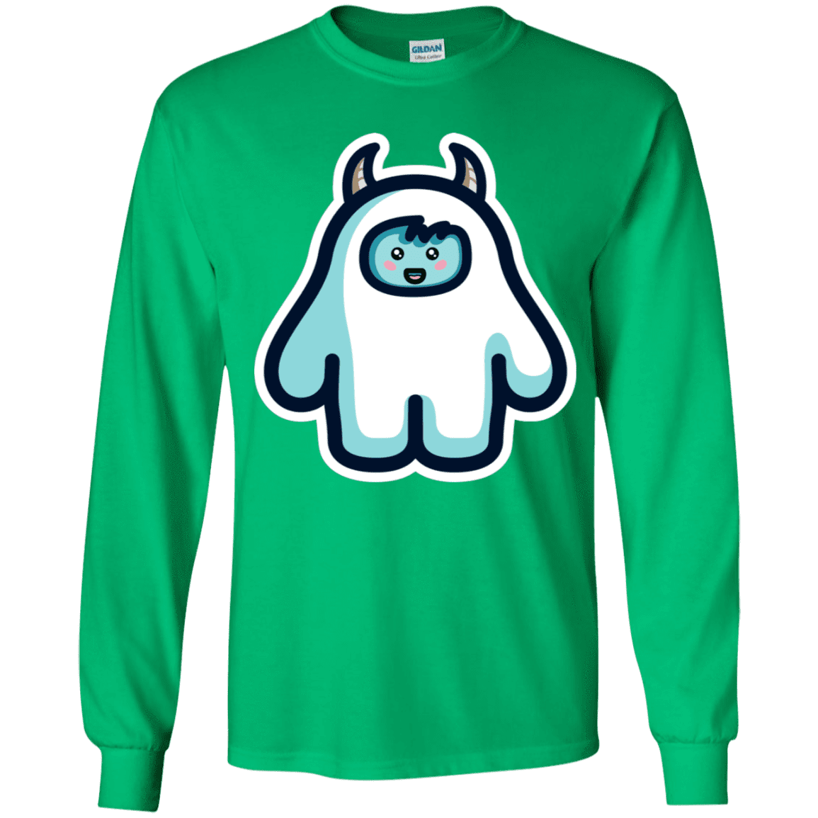 T-Shirts Irish Green / YS Kawaii Cute Yeti Youth Long Sleeve T-Shirt