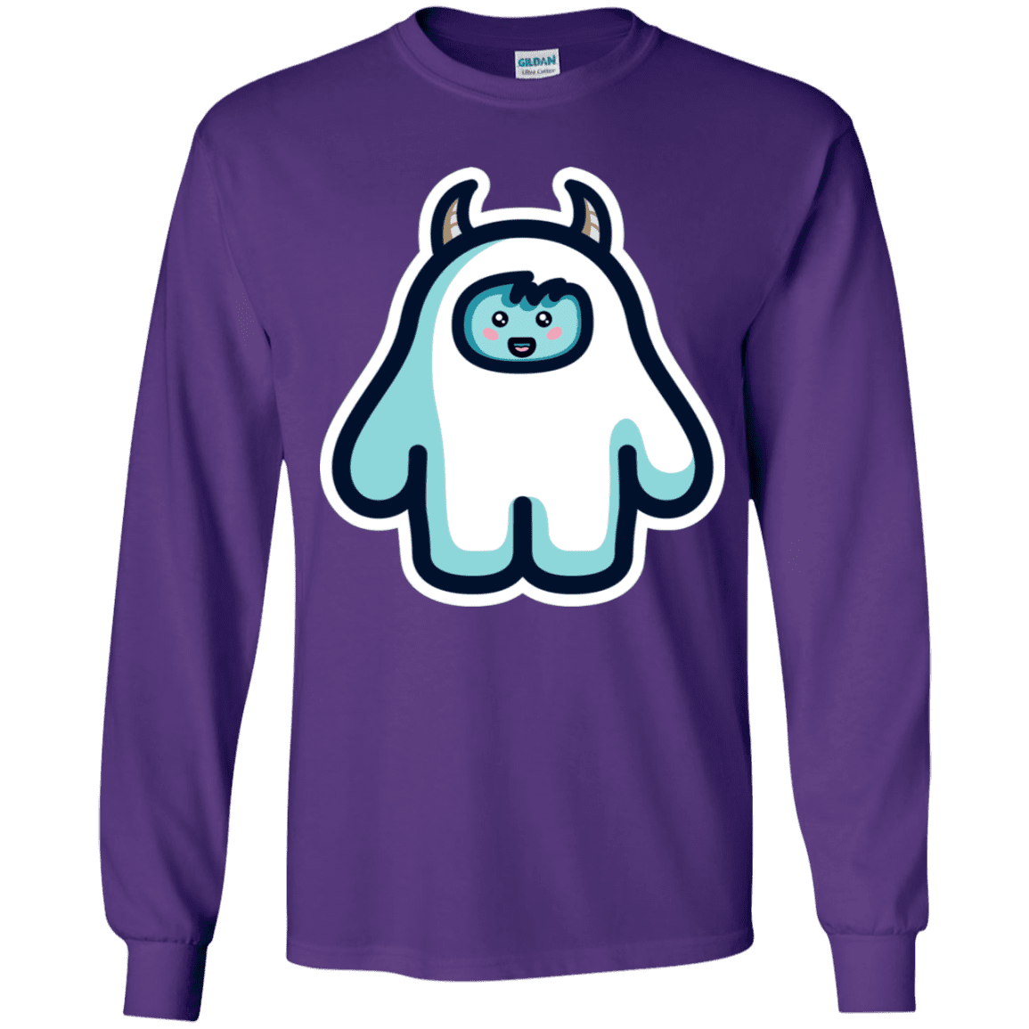 T-Shirts Purple / YS Kawaii Cute Yeti Youth Long Sleeve T-Shirt