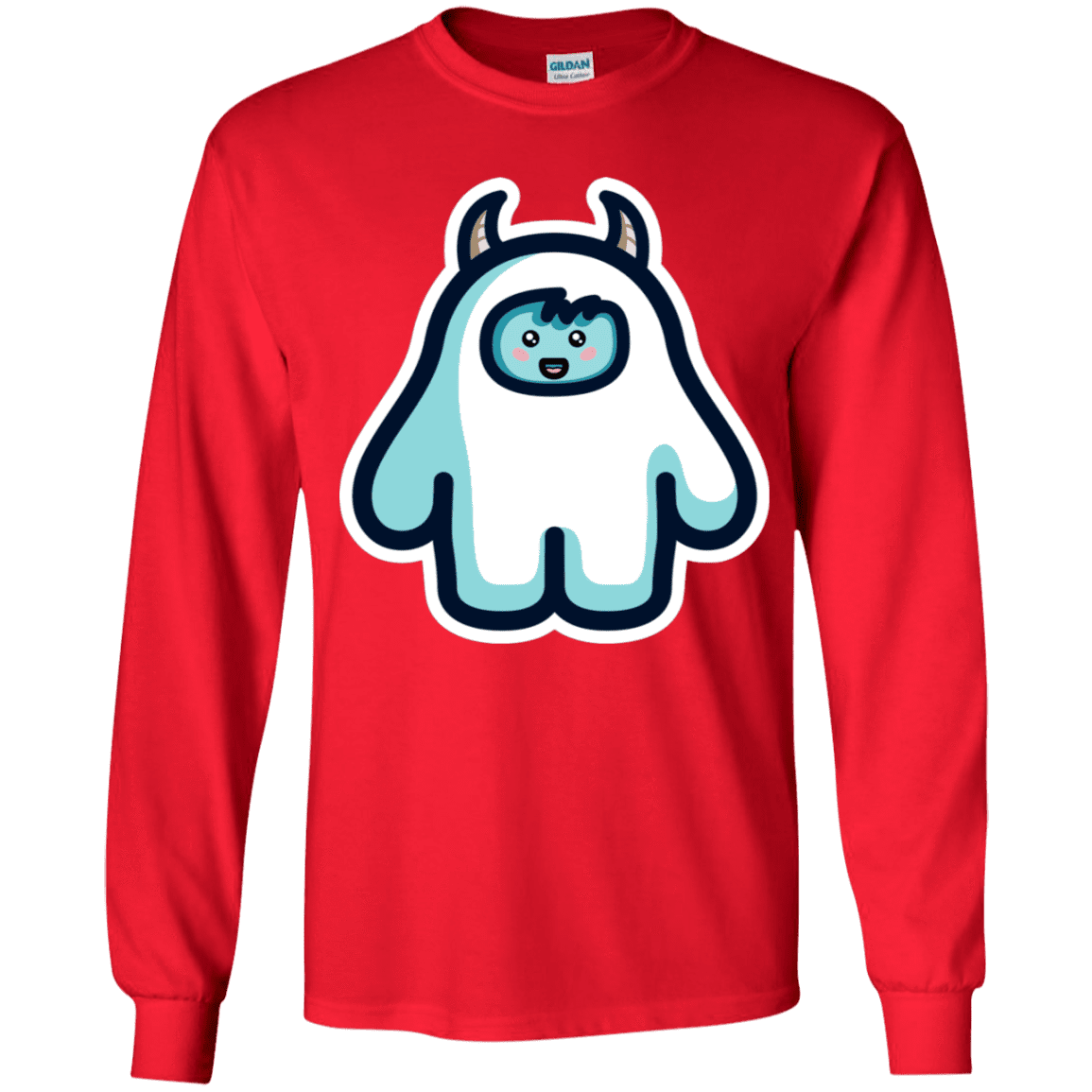 T-Shirts Red / YS Kawaii Cute Yeti Youth Long Sleeve T-Shirt