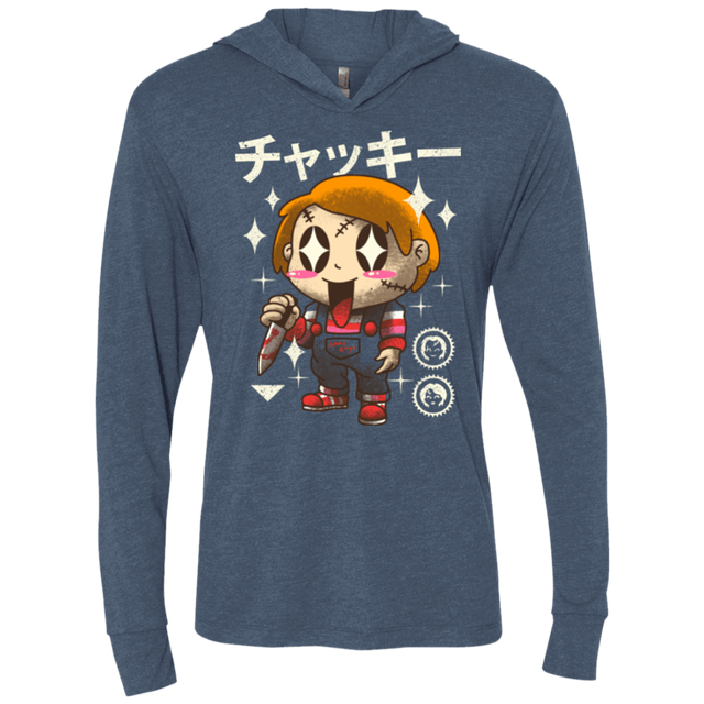 T-Shirts Indigo / X-Small Kawaii Doll Triblend Long Sleeve Hoodie Tee