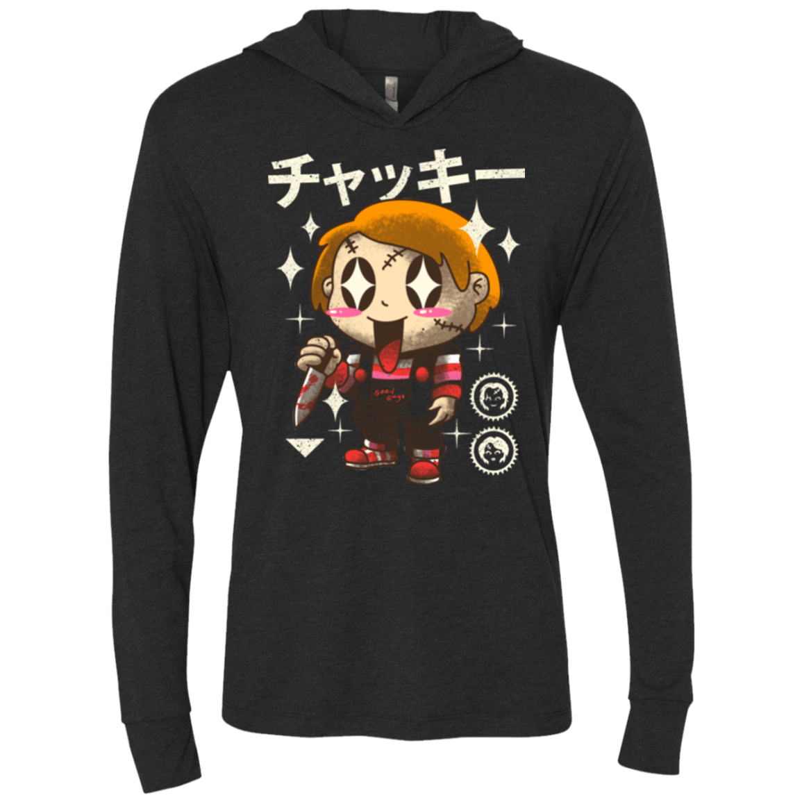 T-Shirts Vintage Black / X-Small Kawaii Doll Triblend Long Sleeve Hoodie Tee