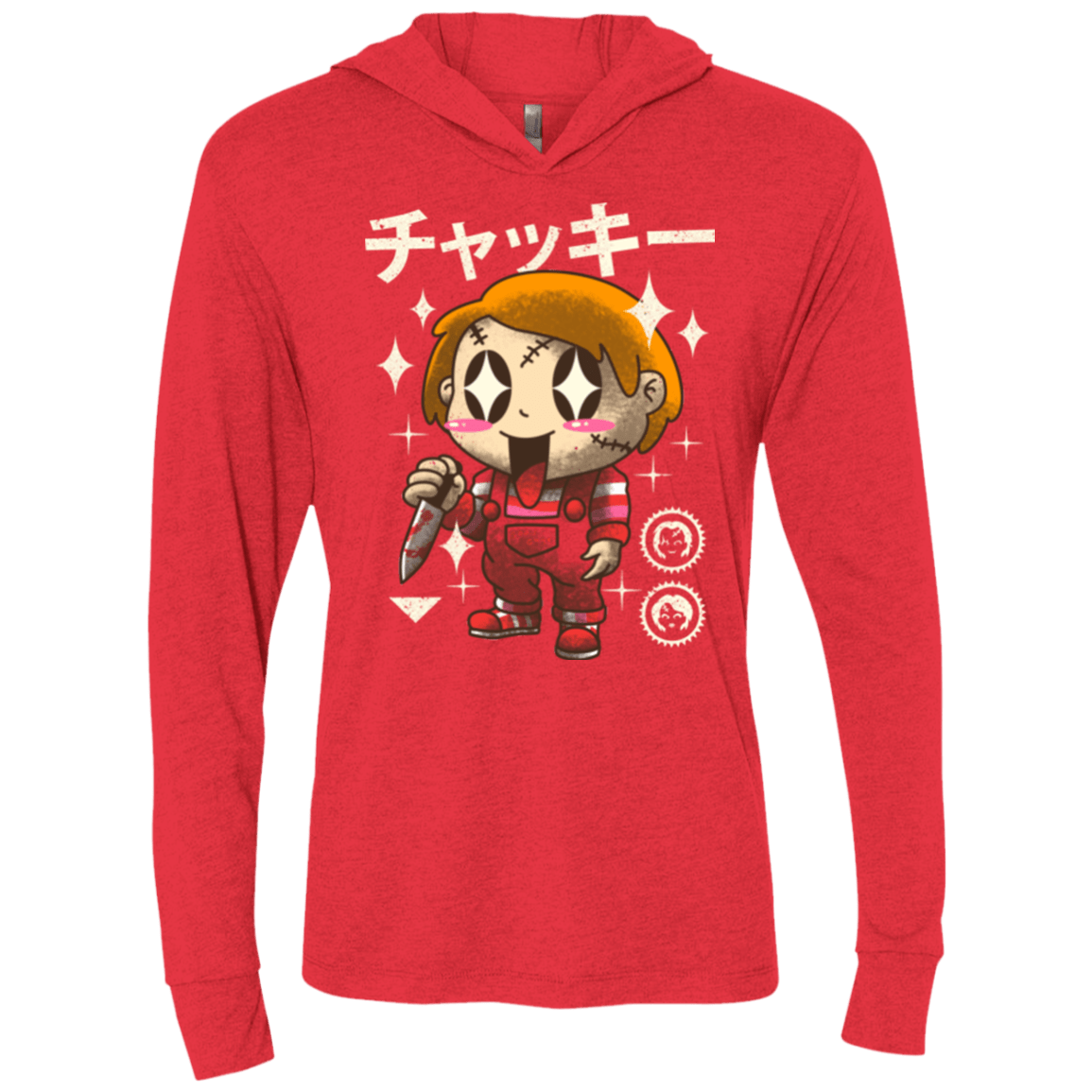 T-Shirts Vintage Red / X-Small Kawaii Doll Triblend Long Sleeve Hoodie Tee