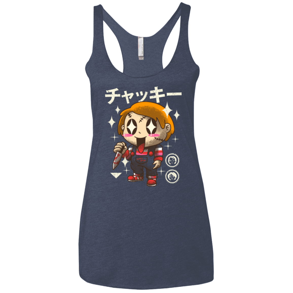 T-Shirts Vintage Navy / X-Small Kawaii Doll Women's Triblend Racerback Tank