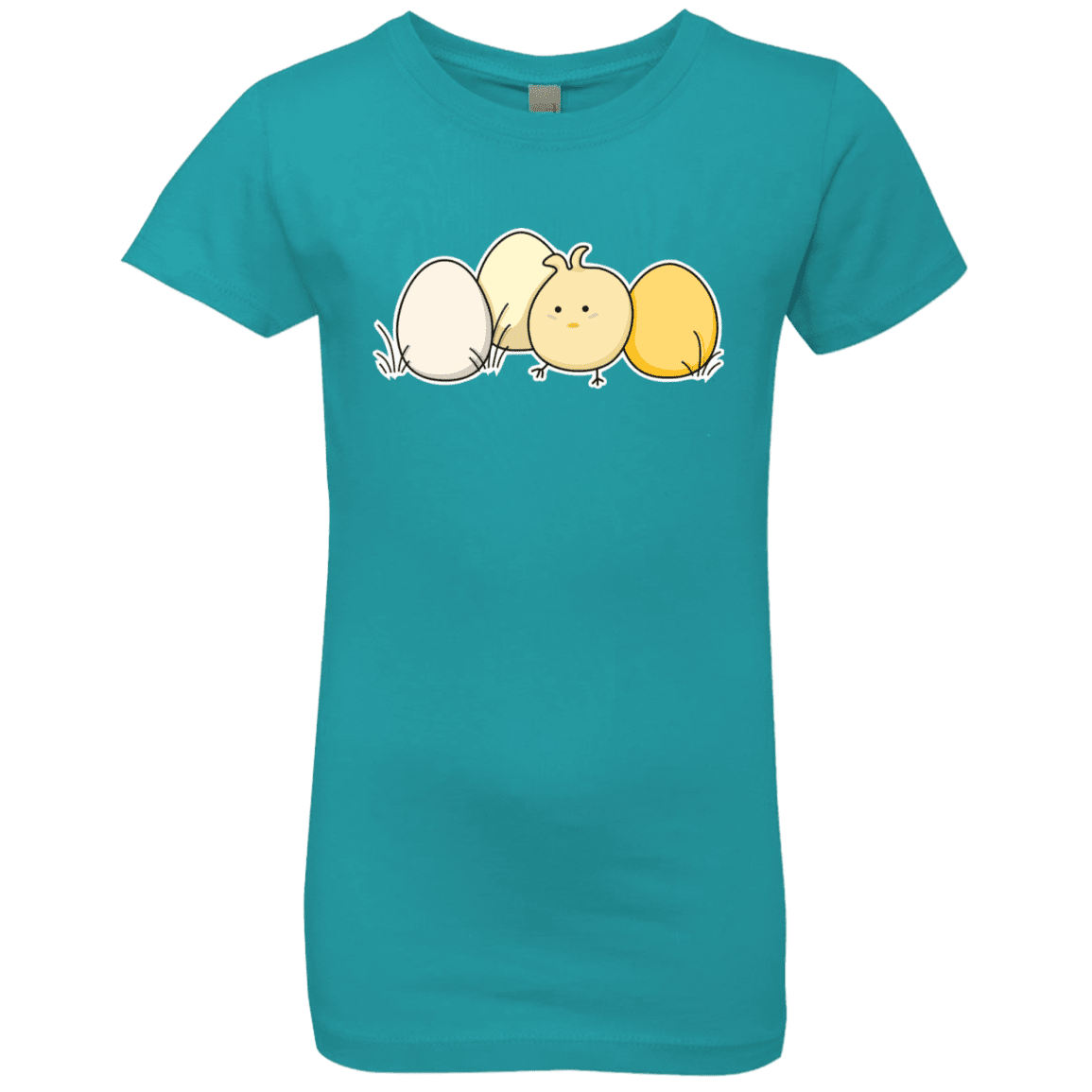 T-Shirts Tahiti Blue / YXS Kawaii Easter Chick and Eggs Girls Premium T-Shirt