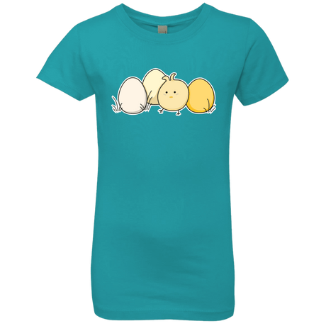 T-Shirts Tahiti Blue / YXS Kawaii Easter Chick and Eggs Girls Premium T-Shirt