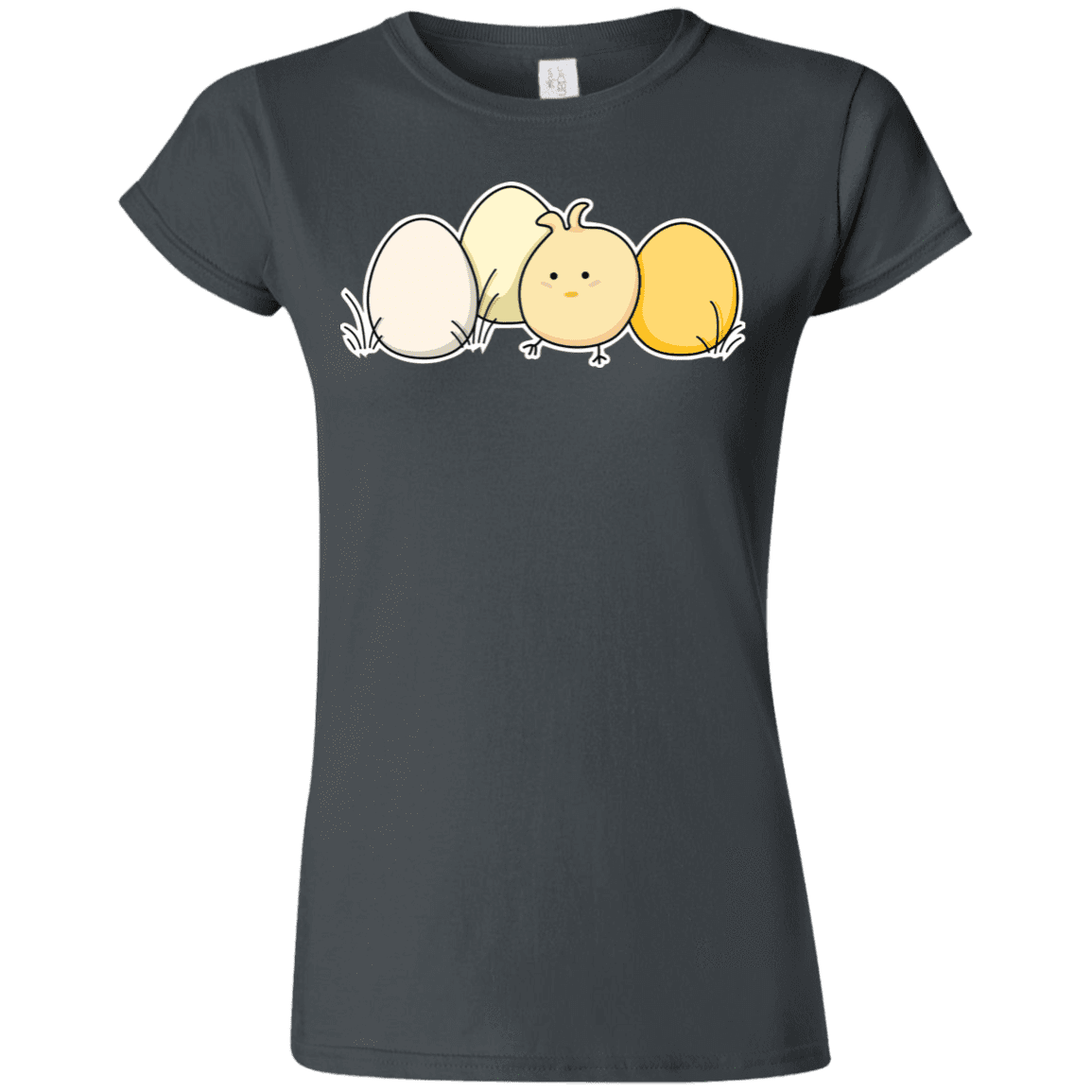 T-Shirts Charcoal / S Kawaii Easter Chick and Eggs Junior Slimmer-Fit T-Shirt