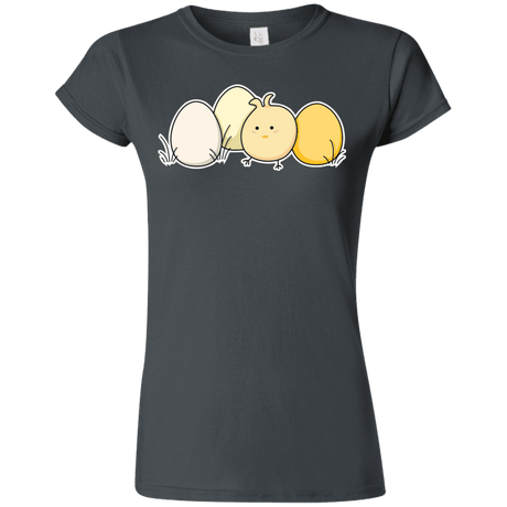 T-Shirts Charcoal / S Kawaii Easter Chick and Eggs Junior Slimmer-Fit T-Shirt