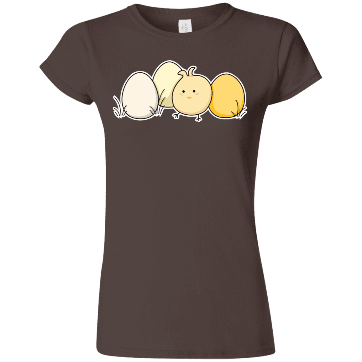 T-Shirts Dark Chocolate / S Kawaii Easter Chick and Eggs Junior Slimmer-Fit T-Shirt