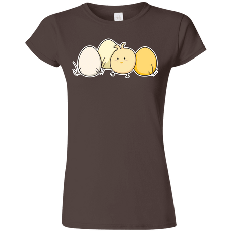 T-Shirts Dark Chocolate / S Kawaii Easter Chick and Eggs Junior Slimmer-Fit T-Shirt