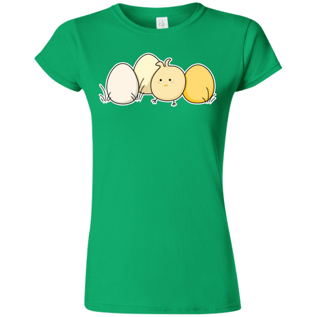 T-Shirts Irish Green / S Kawaii Easter Chick and Eggs Junior Slimmer-Fit T-Shirt