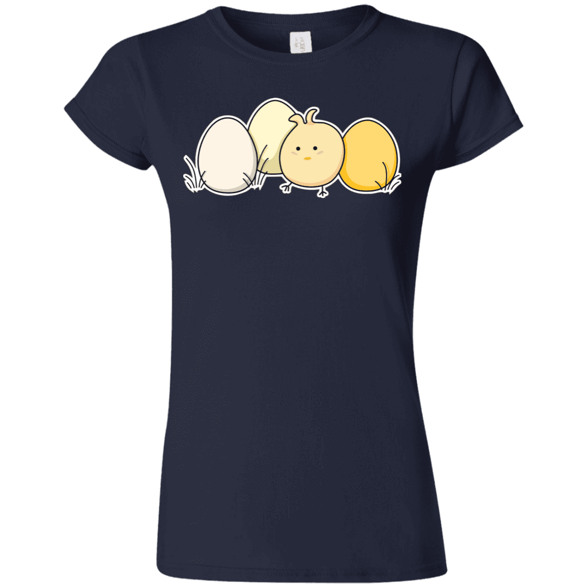 T-Shirts Navy / S Kawaii Easter Chick and Eggs Junior Slimmer-Fit T-Shirt