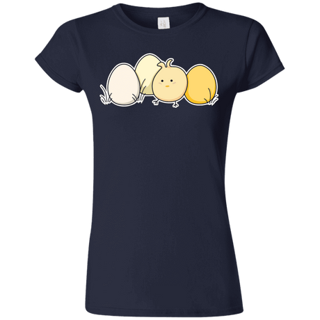 T-Shirts Navy / S Kawaii Easter Chick and Eggs Junior Slimmer-Fit T-Shirt
