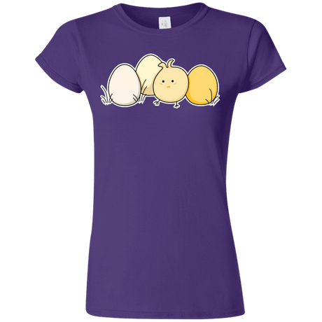 T-Shirts Purple / S Kawaii Easter Chick and Eggs Junior Slimmer-Fit T-Shirt