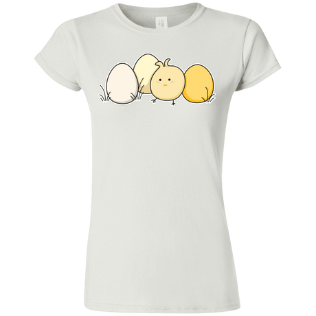 T-Shirts White / S Kawaii Easter Chick and Eggs Junior Slimmer-Fit T-Shirt