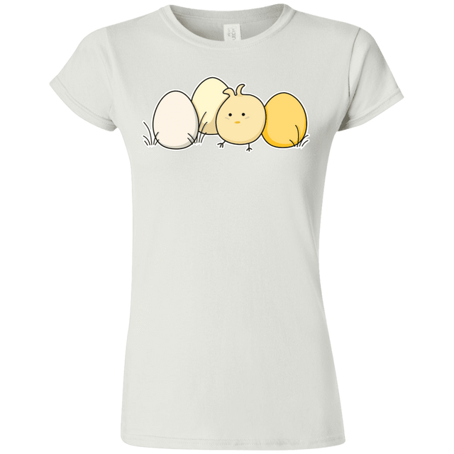 T-Shirts White / S Kawaii Easter Chick and Eggs Junior Slimmer-Fit T-Shirt