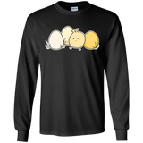 T-Shirts Black / S Kawaii Easter Chick and Eggs Men's Long Sleeve T-Shirt