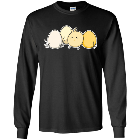 T-Shirts Black / S Kawaii Easter Chick and Eggs Men's Long Sleeve T-Shirt