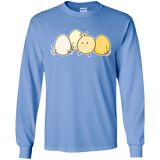 T-Shirts Carolina Blue / S Kawaii Easter Chick and Eggs Men's Long Sleeve T-Shirt