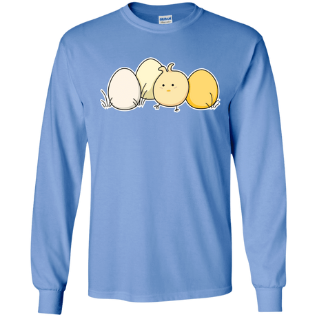 T-Shirts Carolina Blue / S Kawaii Easter Chick and Eggs Men's Long Sleeve T-Shirt